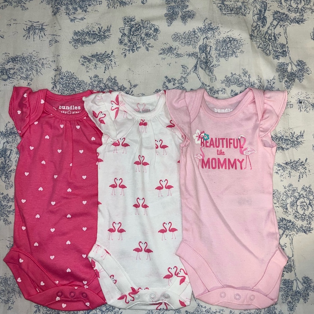 Baby Bodysuits - Pink and White Set
